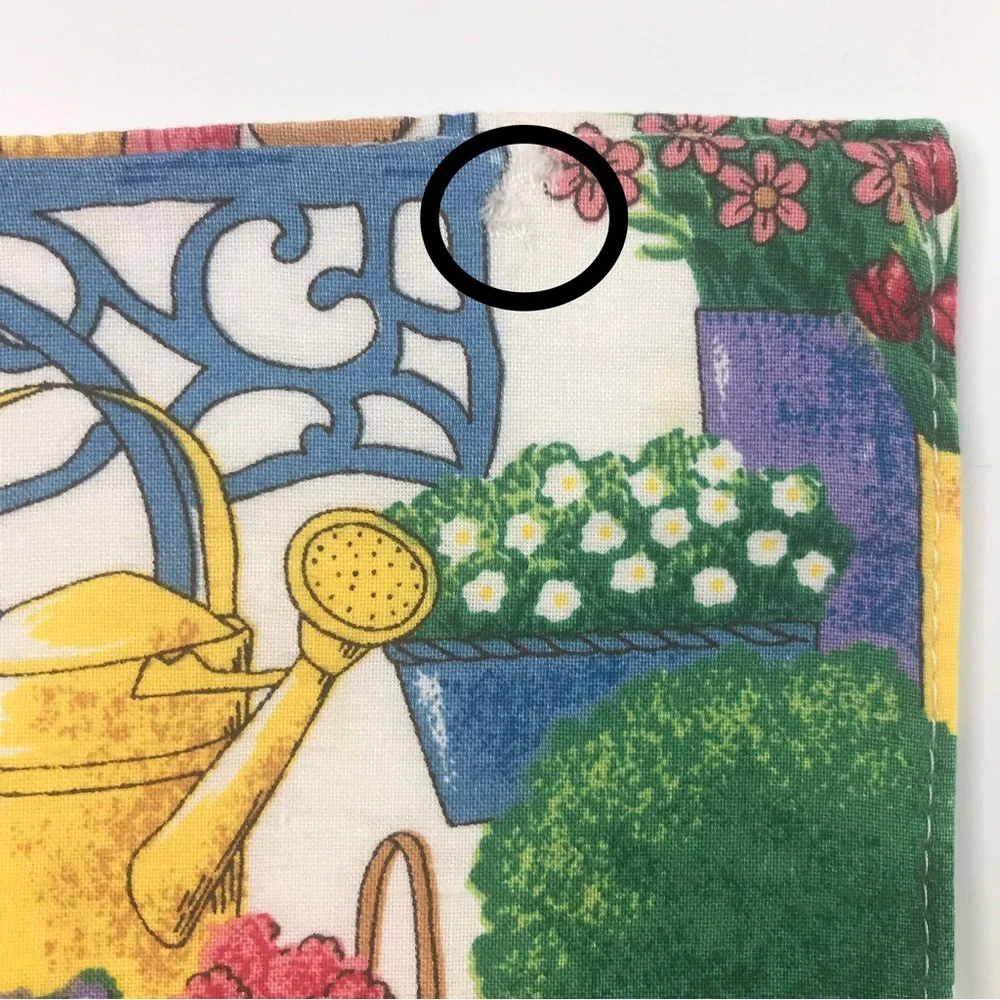 4 Vintage Placemats Colorful French Flowers Cart Cloth Farmhouse Provence FLAWS